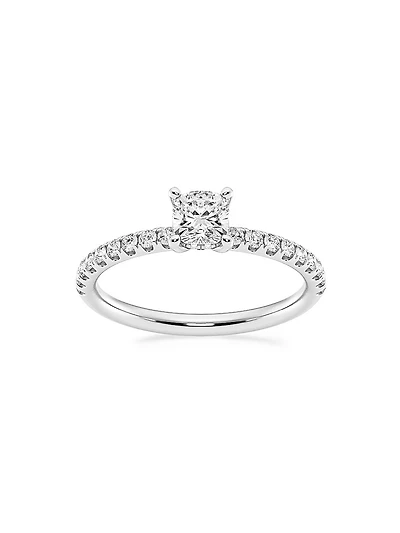 14K Gold & Cushion-Cut Lab-Grown Diamond Hidden Halo Ring/0.80-3.41 TCW
