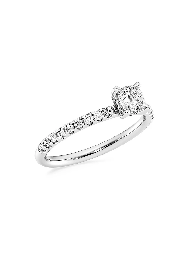14K Gold & Cushion-Cut Lab-Grown Diamond Hidden Halo Ring/0.80-3.41 TCW