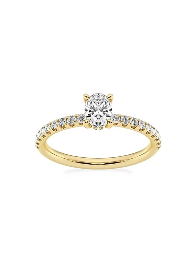14K Yellow Gold & Oval Lab-Grown Diamond Hidden Halo Ring/0.80-3.41 TCW
