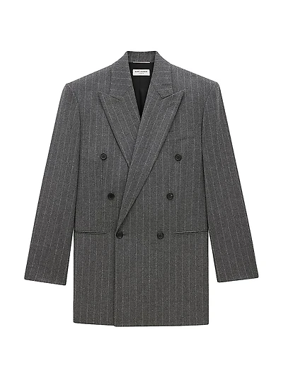 Jacket Striped Wool and Cashmere Flannel