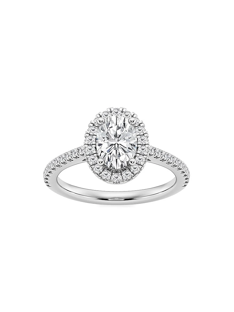 Platinum & Oval Lab-Grown Diamond Halo Ring/1.30-3.60 TCW