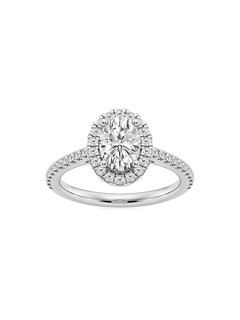 14K White Gold & Lab-Grown Diamond Halo Engagement Ring/1.30-3.60 TCW