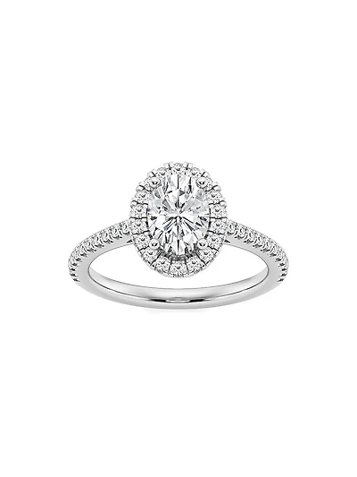 14K White Gold & Lab-Grown Diamond Halo Engagement Ring/1.30-3.60 TCW