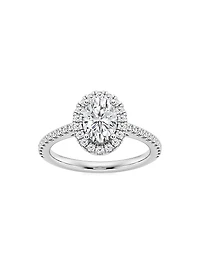 14K White Gold & Lab-Grown Diamond Halo Engagement Ring/1.30-3.60 TCW