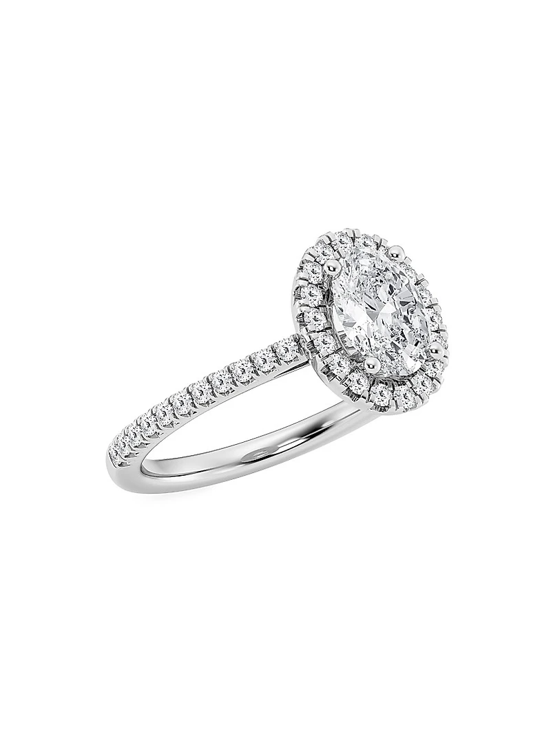 14K White Gold & Lab-Grown Diamond Halo Engagement Ring/1.30-3.60 TCW