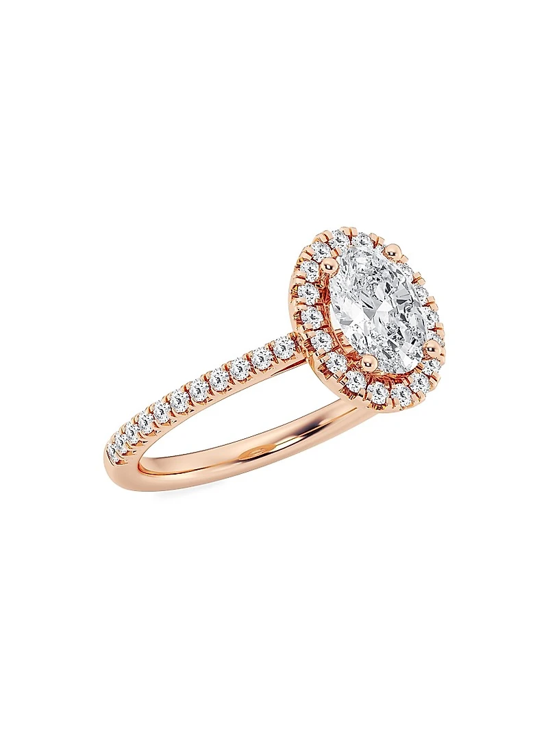 14K Rose Gold & Oval Lab-Grown Diamond Halo Ring/1.30-3.60 TCW