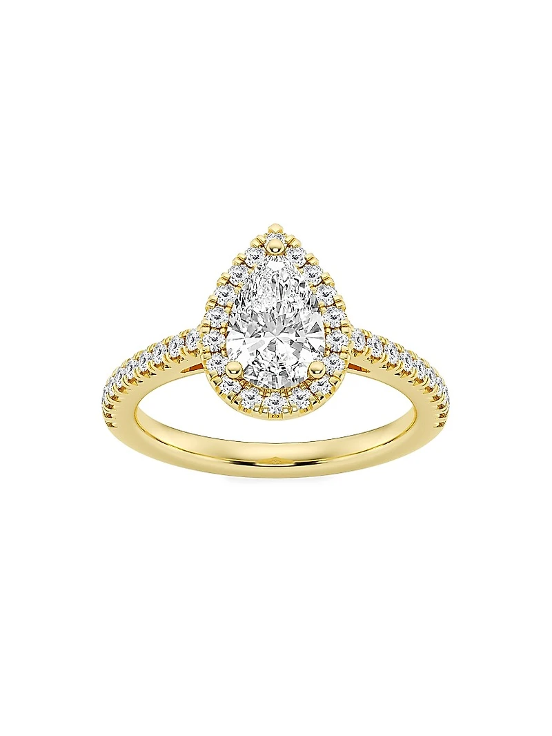 14K Gold & Pear-Cut Lab-Grown Diamond Halo Ring/1.30-3.60 TCW