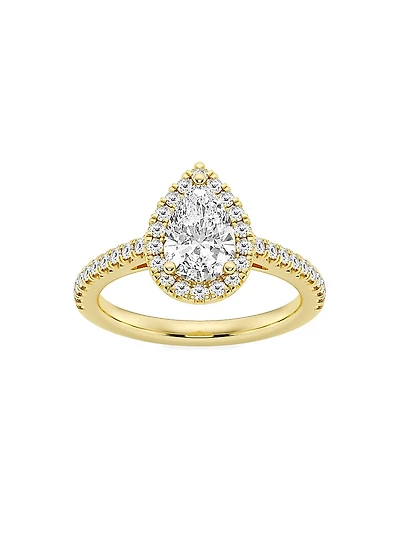 14K Yellow Gold & Pear-Cut Lab-Grown Diamond Halo Ring/1.30-3.60 TCW