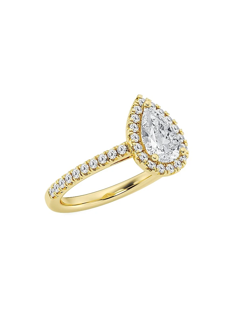 14K Gold & Pear-Cut Lab-Grown Diamond Halo Ring/1.30-3.60 TCW