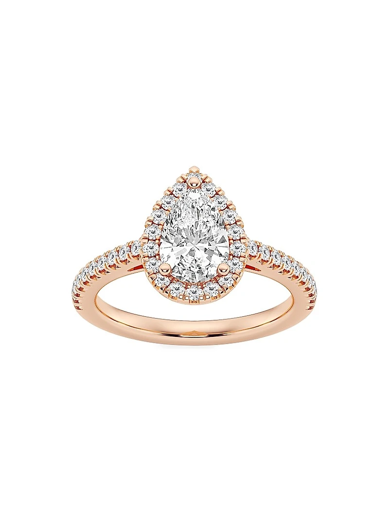 14K Rose Gold & Pear-Cut Lab-Grown Diamond Halo Ring/1.30-3.60 TCW