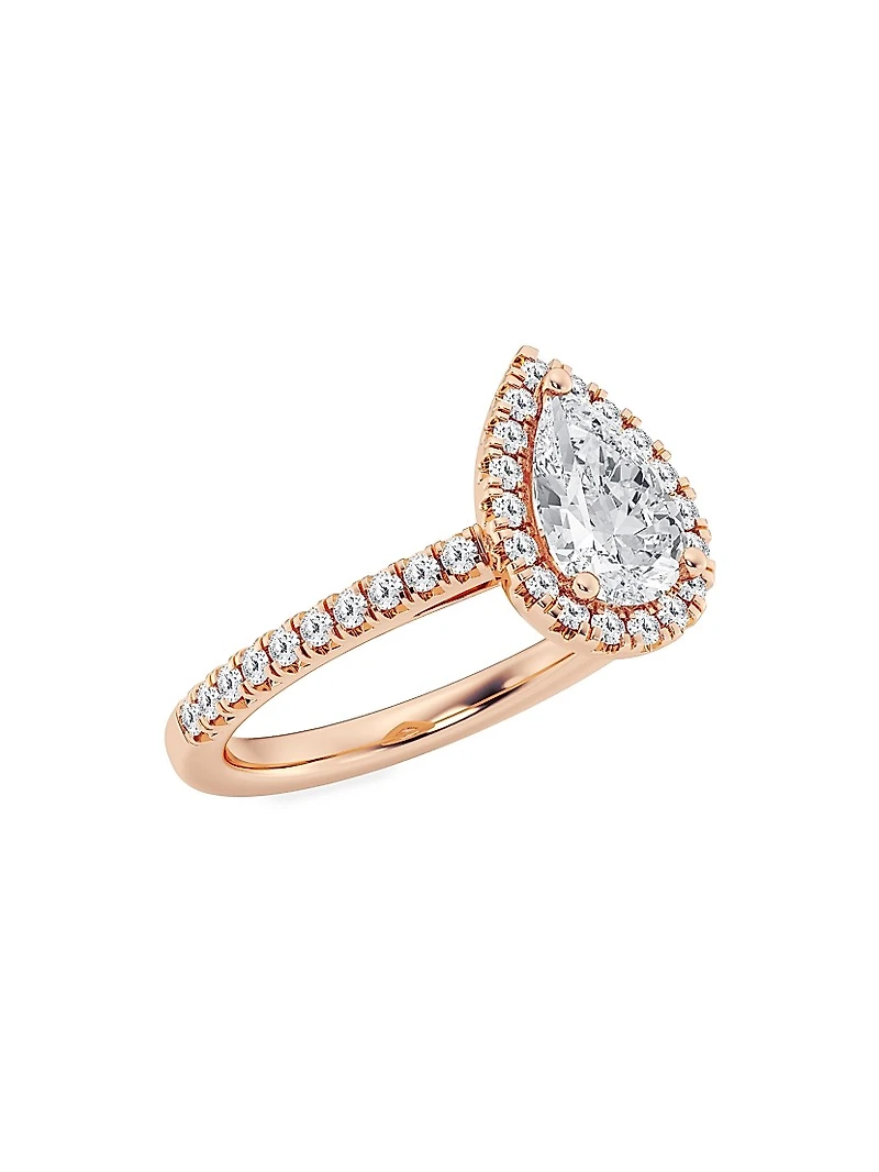 14K Rose Gold & Pear-Cut Lab-Grown Diamond Halo Ring/1.30-3.60 TCW