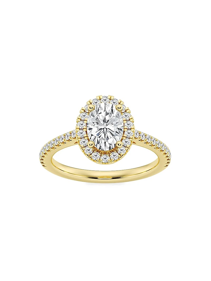 14K Yellow Gold & Oval Lab-Grown Diamond Halo Ring/1.30-3.60 TCW