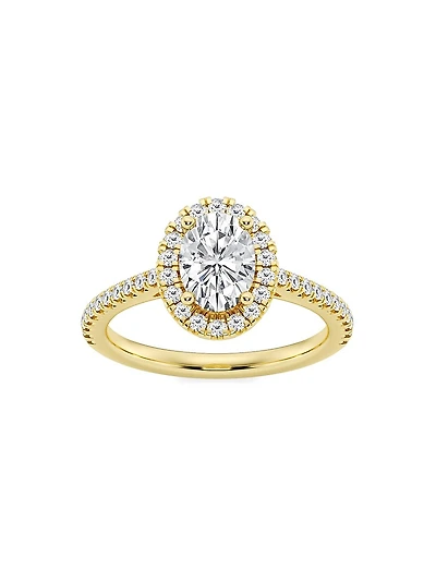 14K Yellow Gold & Oval Lab-Grown Diamond Halo Ring/1.30-3.60 TCW