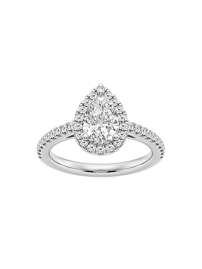 14K Gold & Pear-Cut Lab-Grown Diamond Halo Ring/1.30-3.60 TCW