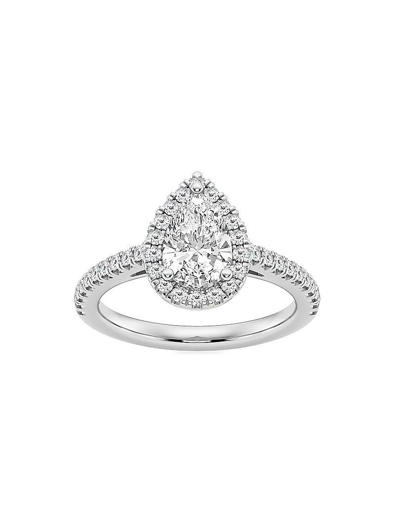 Platinum & Pear-Cut Lab-Grown Diamond Halo Ring/1.30-3.60 TCW