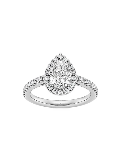 Platinum & Pear-Cut Lab-Grown Diamond Halo Ring/1.30-3.60 TCW