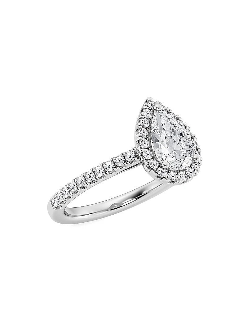 Platinum & Pear-Cut Lab-Grown Diamond Halo Ring/1.30-3.60 TCW