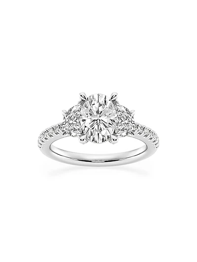 14K White Gold & Oval Lab-Grown Diamond Ring/2.75-7.00 TCW