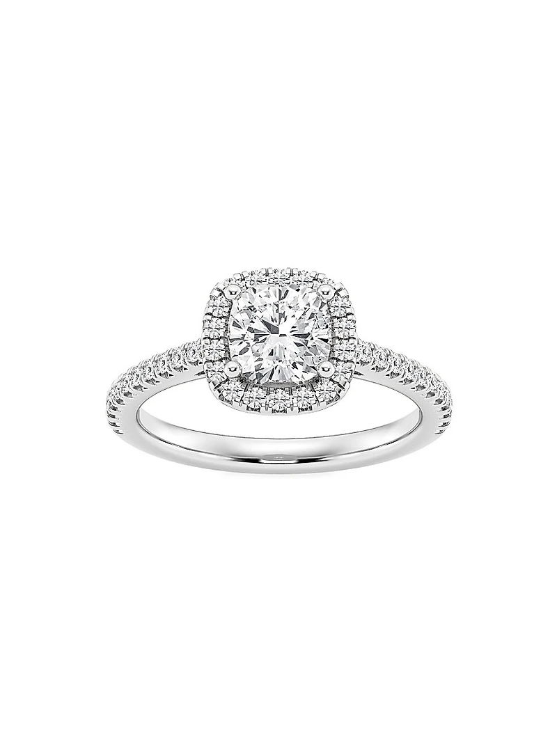 Platinum & Cushion-Cut Lab-Grown Diamond Halo Ring/1.30-3.60 TCW