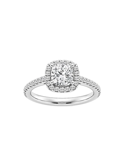 Platinum & Cushion-Cut Lab-Grown Diamond Halo Ring/1.30-3.60 TCW