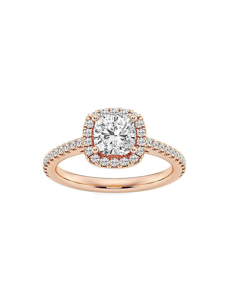 14K Rose Gold & Cushion-Cut Lab-Grown Diamond Halo Ring/1.30-3.60 TCW