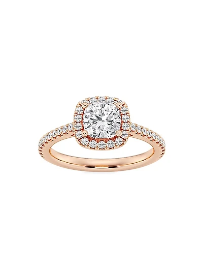 14K Rose Gold & Cushion-Cut Lab-Grown Diamond Halo Ring/1.30-3.60 TCW