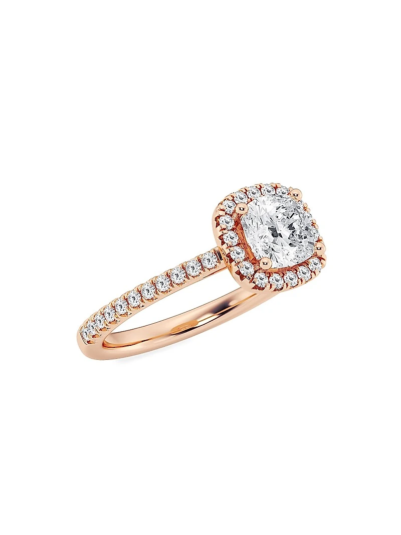 14K Rose Gold & Cushion-Cut Lab-Grown Diamond Halo Ring/1.30-3.60 TCW