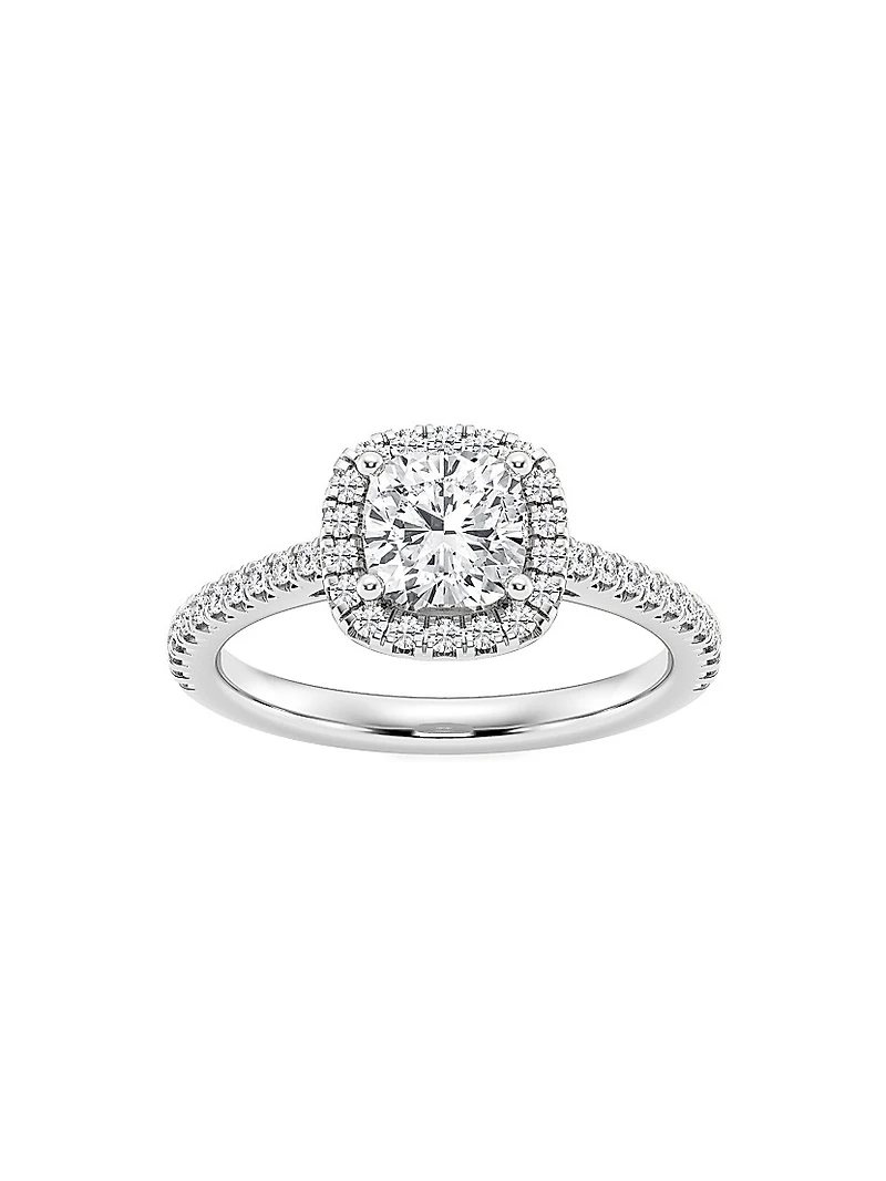 14K Gold & Cushion-Cut Lab-Grown Diamond Halo Ring/1.30-3.60 TCW