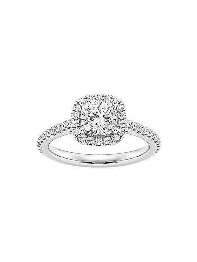 14K Gold & Cushion-Cut Lab-Grown Diamond Halo Ring/1.30-3.60 TCW