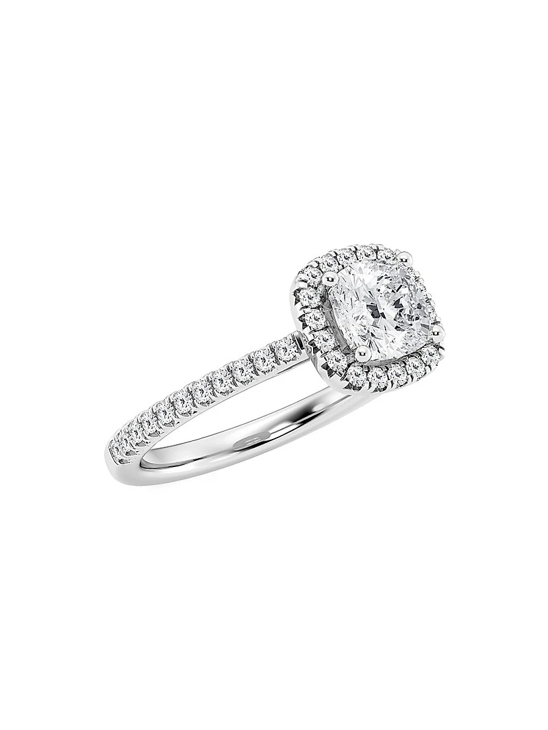 14K Gold & Cushion-Cut Lab-Grown Diamond Halo Ring/1.30-3.60 TCW