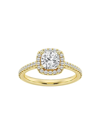 14K Yellow Gold & Cushion-Cut Lab-Grown Diamond Halo Ring/1.30-3.60 TCW