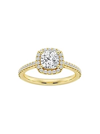 14K Gold & Cushion-Cut Lab-Grown Diamond Halo Ring/1.30-3.60 TCW