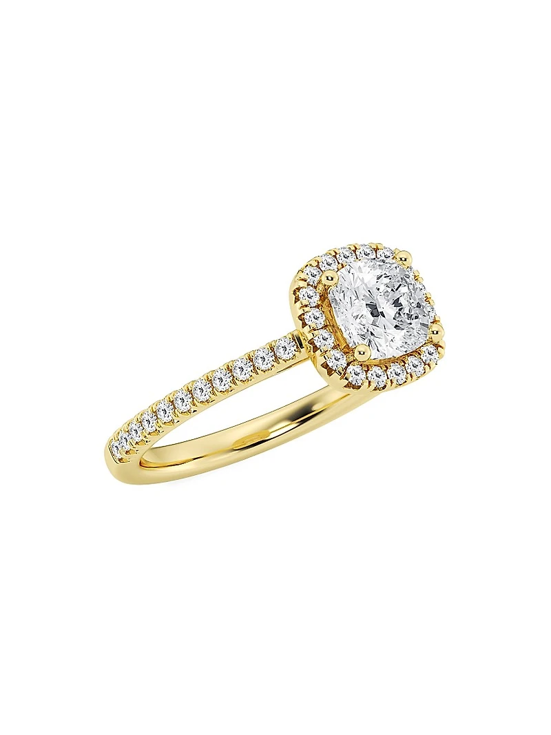 14K Gold & Cushion-Cut Lab-Grown Diamond Halo Ring/1.30-3.60 TCW