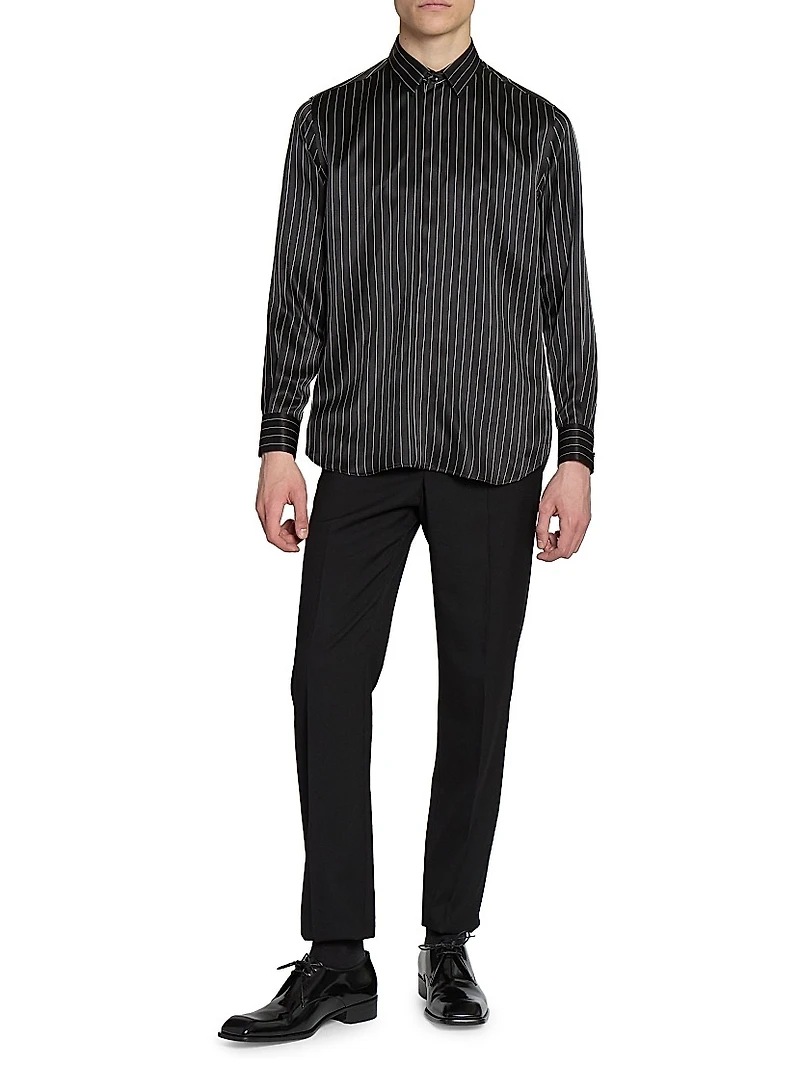 Shirt in Striped Silk Satin