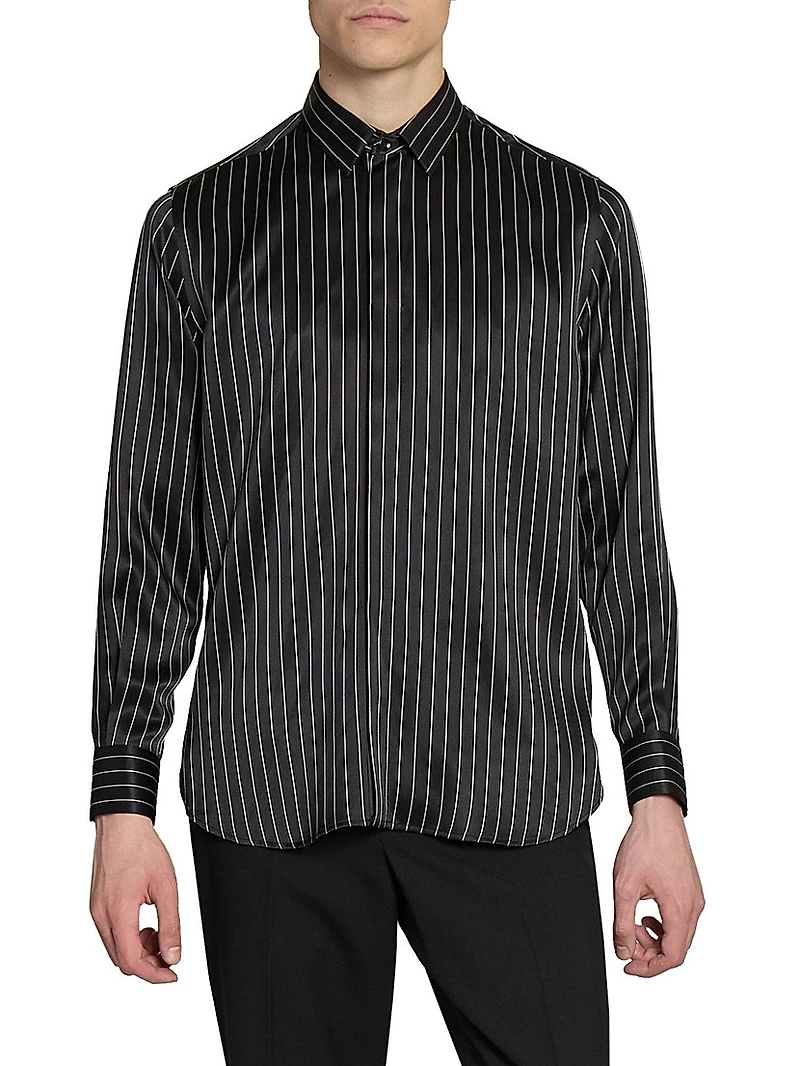 Shirt in Striped Silk Satin