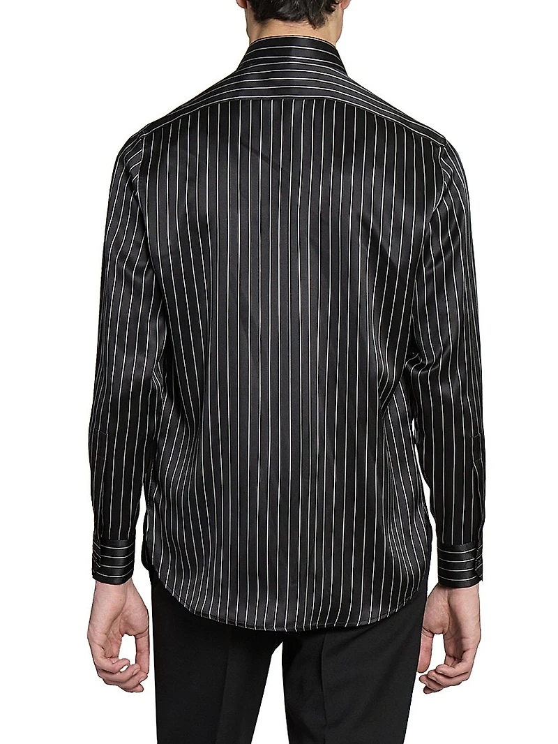 Shirt in Striped Silk Satin