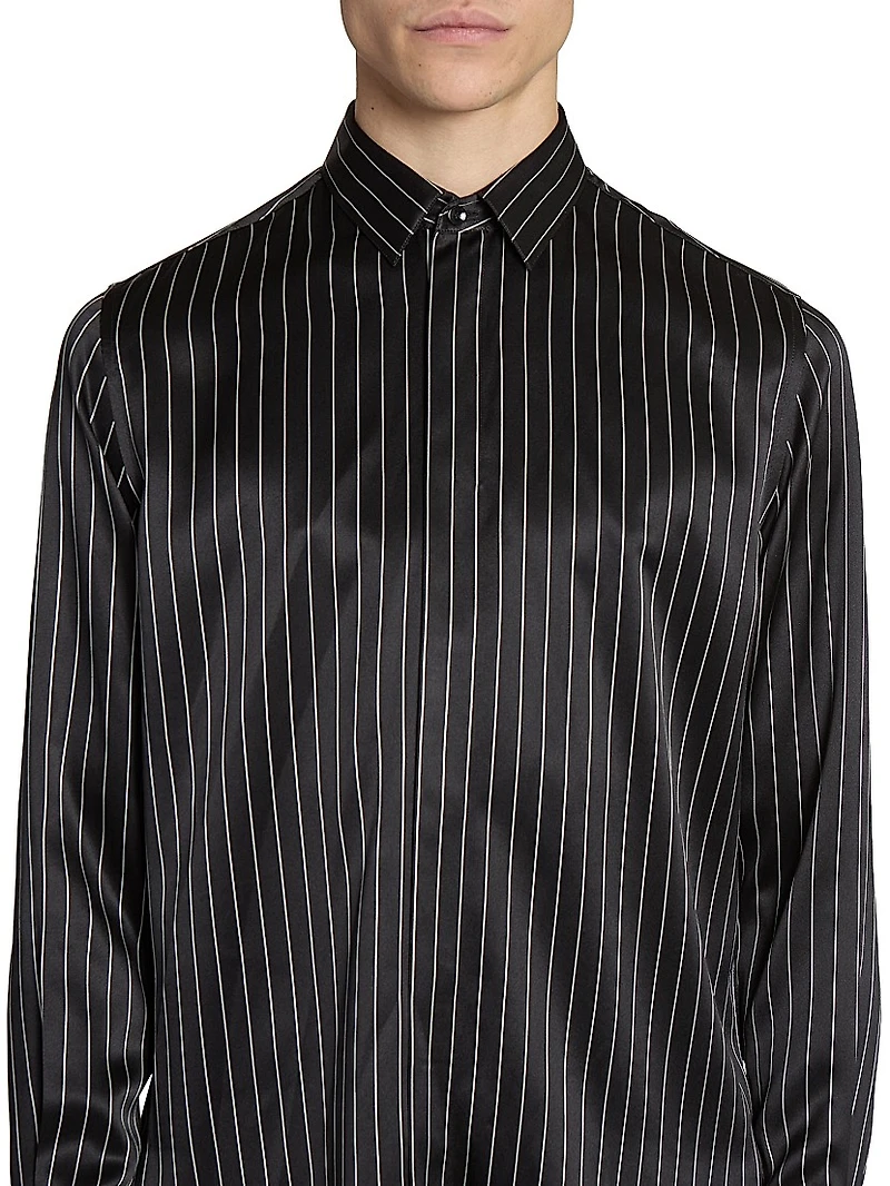 Shirt in Striped Silk Satin