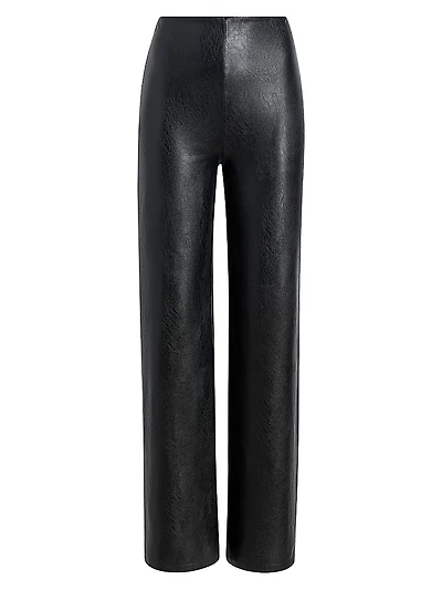 Faux-Leather Wide-Leg Pants