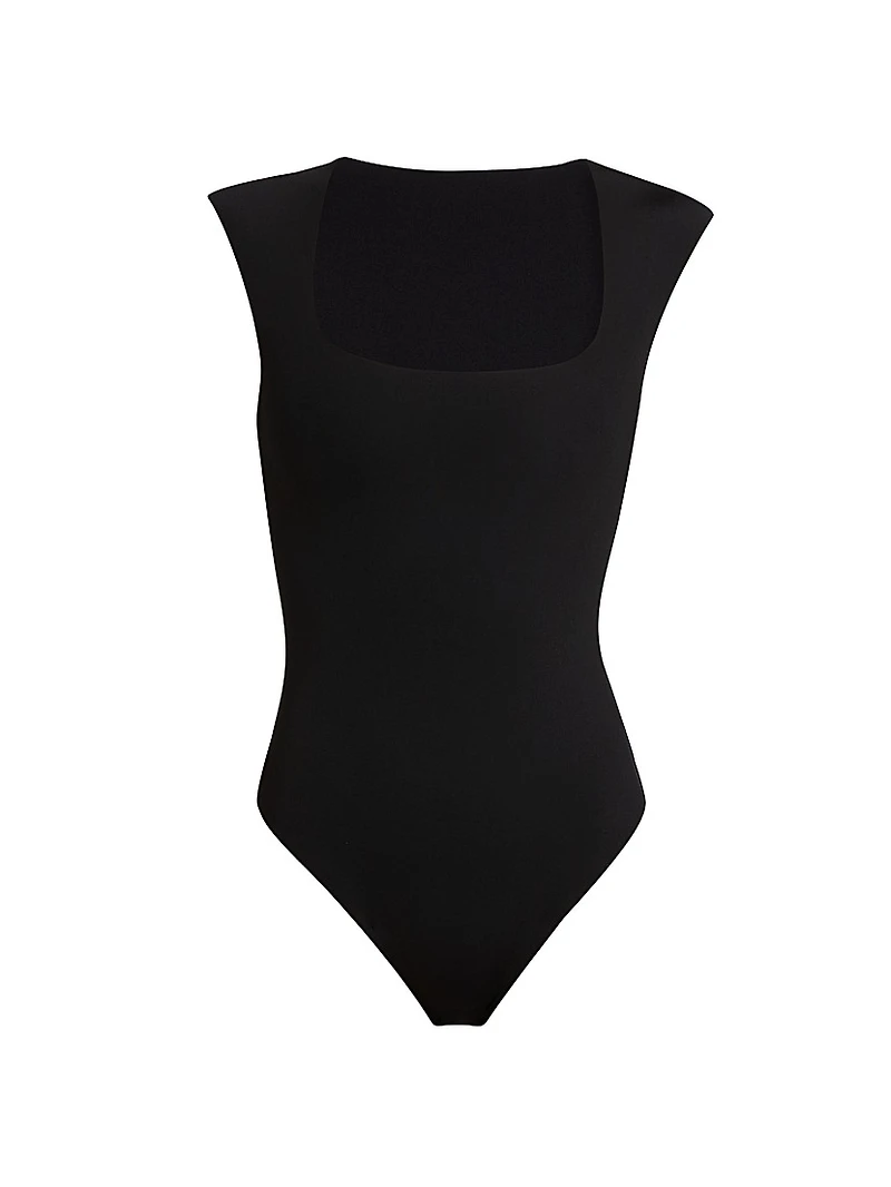 Neoprene Cap-Sleeve Bodysuit