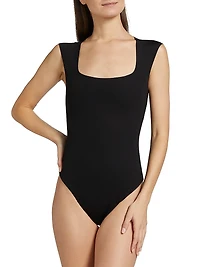 Neoprene Cap-Sleeve Bodysuit