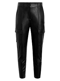 Faux-Leather Crop Cargo Pants
