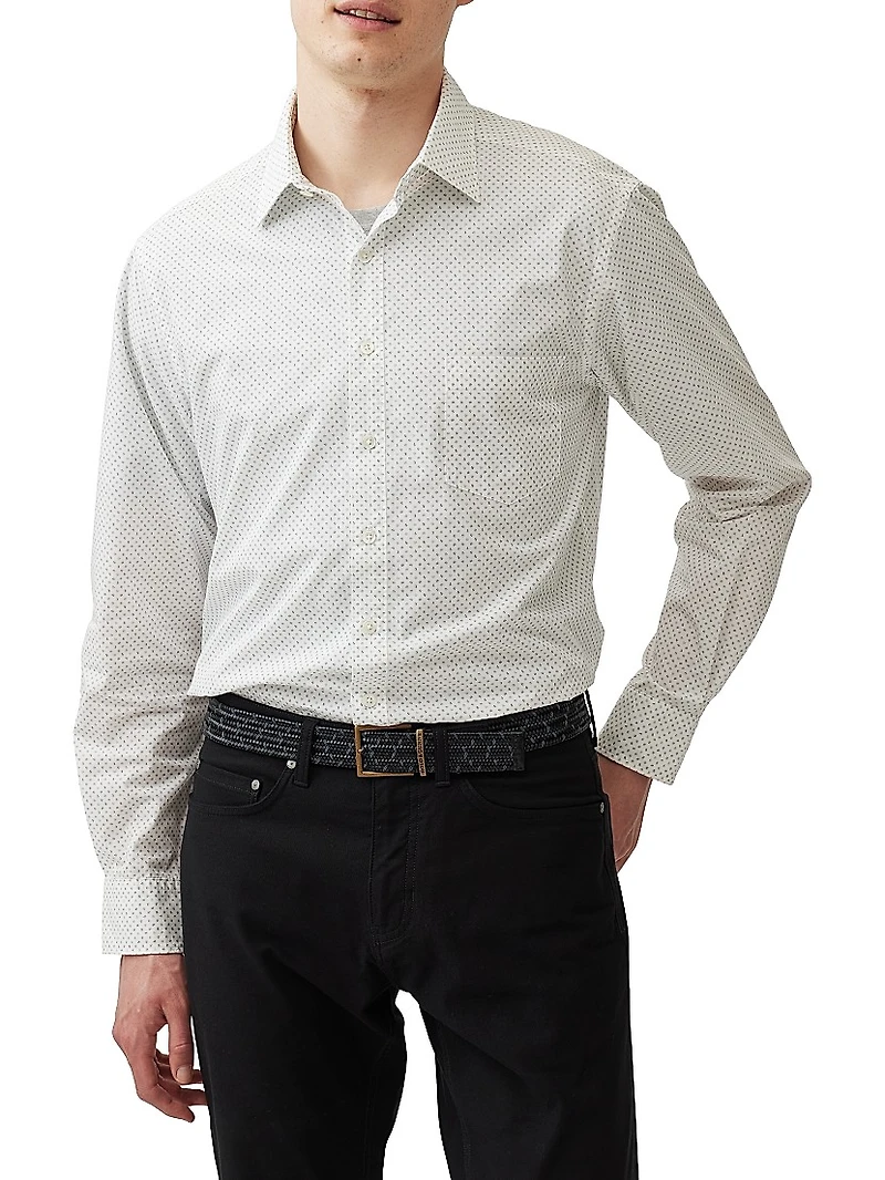 Middle Peak Geometric Cotton Button-Front Shirt