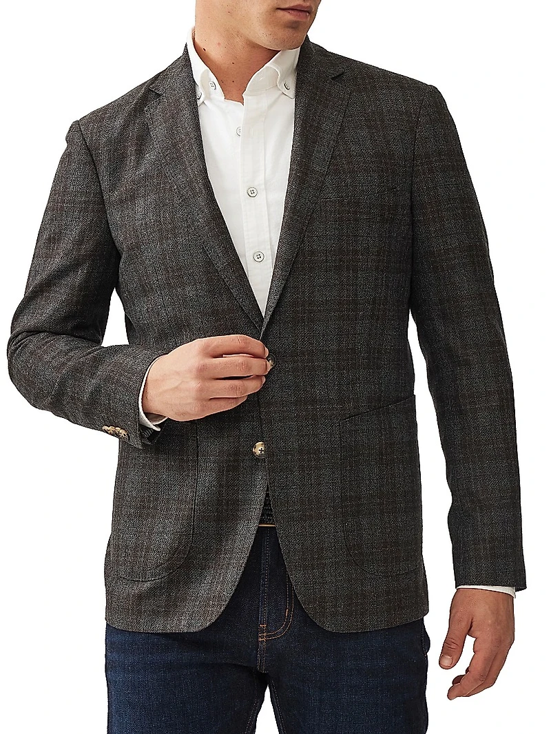 Owen Junction Windowpane Check Wool Blazer