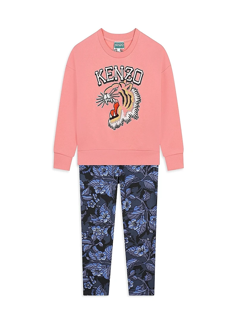 Little Girl's & Floral Print Leggings