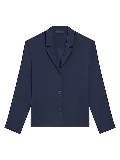 Notch Collar Silk Blouse
