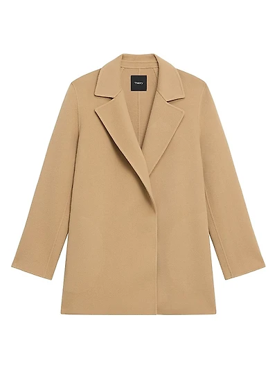 Wool-Cashmere Open-Front Blazer