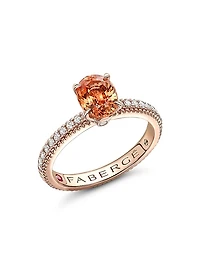 Colors of Love Rose Gold Spessartite Fluted Ring with Diamond Shoulders