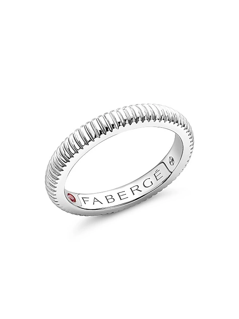Colors of Love White Gold Fluted Ring