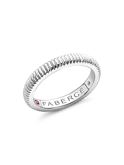 Colors of Love White Gold Fluted Ring