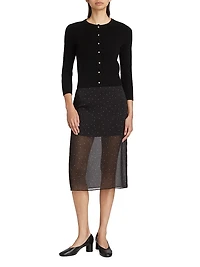 Wool & Cashmere Knit Imitation-Pearl-Button Cardigan